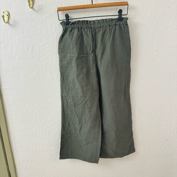 BP Olive Green Crinkle Gauze Style Paper Bag Waist Wide Leg Pants XS - Picture 7 of 7